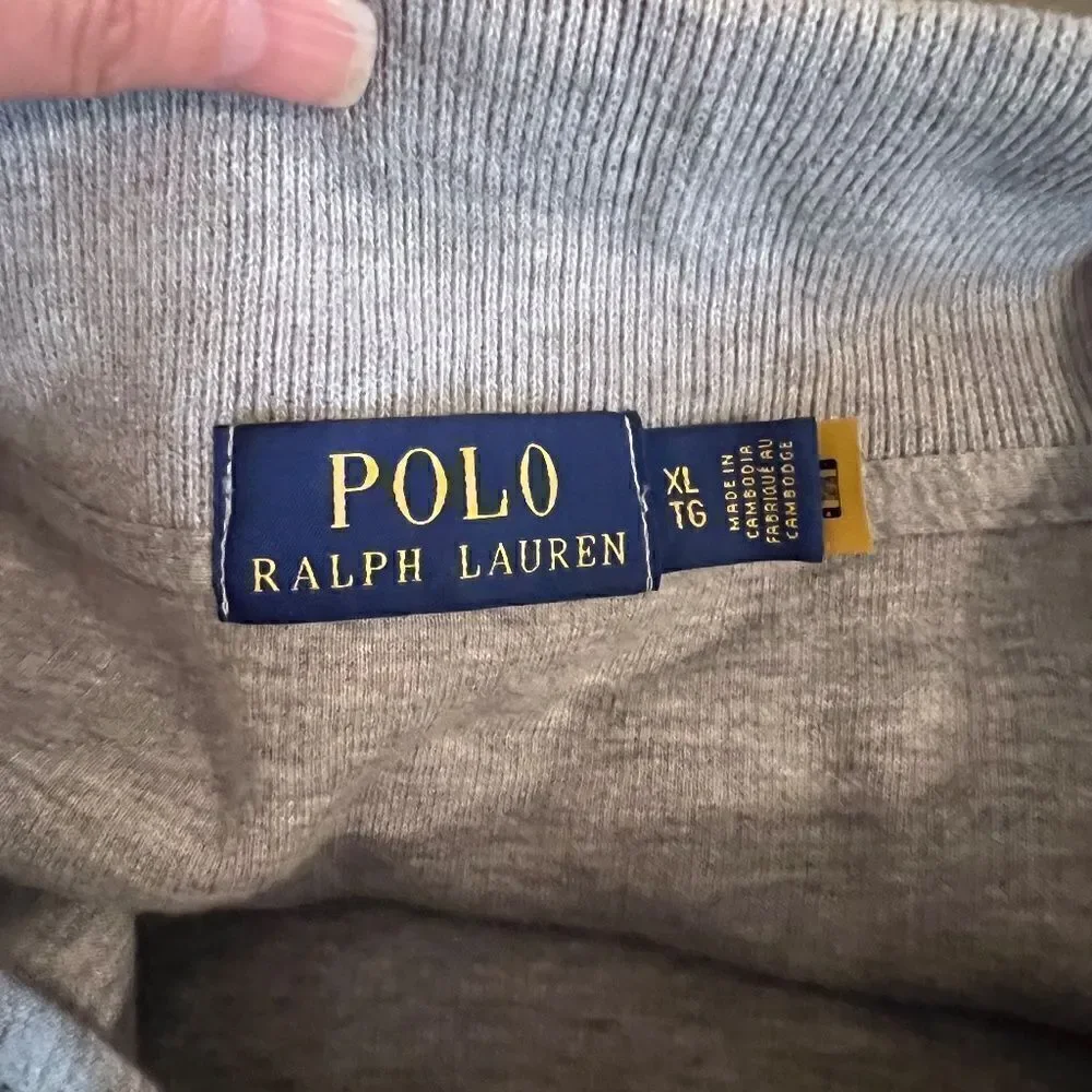 EEUC Men's Polo Ralph Lauren Estate Rib Pullover Sweater Shirt Gray Size XL